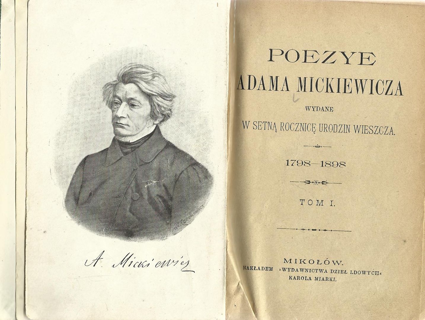 Jeden Z Przyjaciół Mickiewicza Krzyżówka „Poezye Adama Mickiewicza, wydane w setną rocznicę urodzin wieszcza